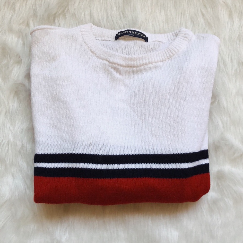 Brandy Melville Red, White, and Navy Sweater